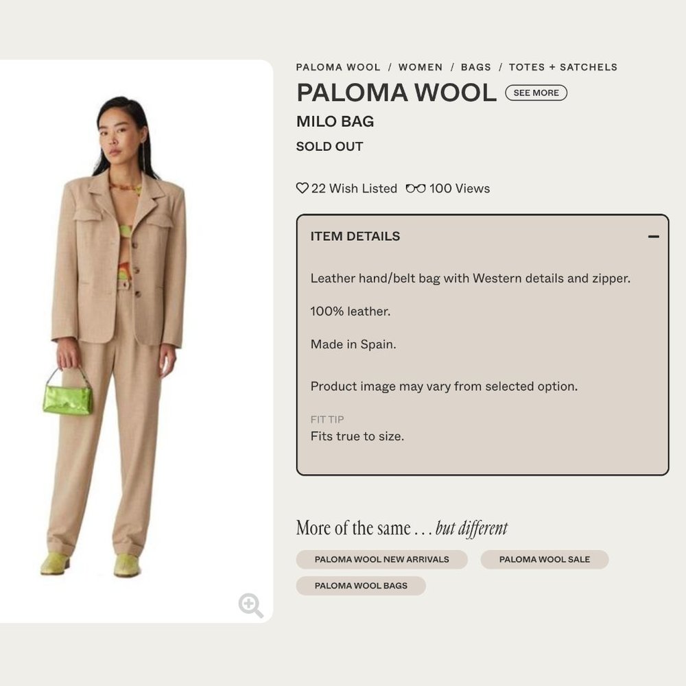 Paloma Wool Milo green leather bag NWT - Picture 3 of 15